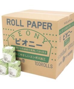 牡丹エンボス加工トイレットペーパー 個包装 1ロール 65m 単巻 100ロール入りケース 再生紙 業務用